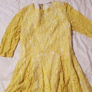 Yellow lace skater dress